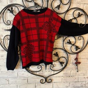 Russ vintage Red and Black Patterned Women's Sweater